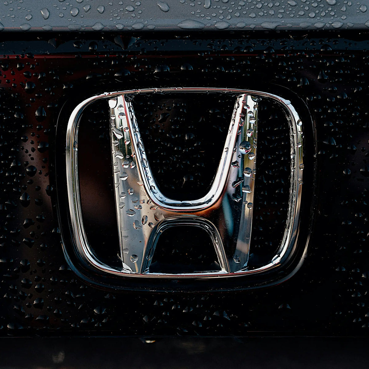 Honda badge on a black car. 