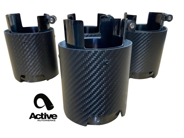 G8X BMW M2, M3 & M4 OEM Rear Exhaust Tips - Carbon Fiber over black chrome
