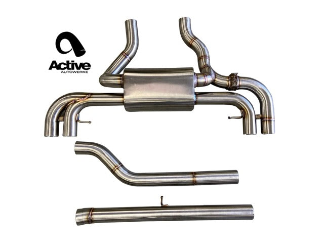 G2X M340i / M440i Valved Rear Axle-back Exhaust w carbon fiber over brushed tips