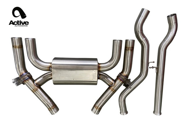 F87 M2C Valved Rear Axle-back Exhaust w carbon fiber over black tips