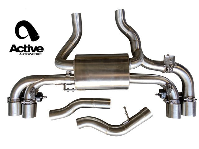 G4X BMW M240i Valved Rear Axle-back Exhaust w Tips w Carbon Over Black Chrome Tips