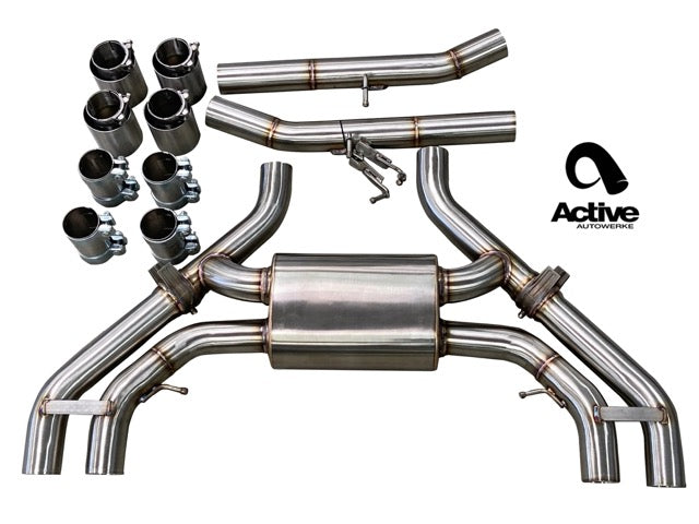 X3M and X4M Valved Rear Axle-back Exhaust - Exhaust w Tips - w carbon fiber tips