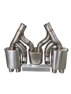 Maad Maxx - F8X BMW M3 & M4 Rear Exhaust Section - 3 Can Valved - Exhaust w carbon fiber over black tips