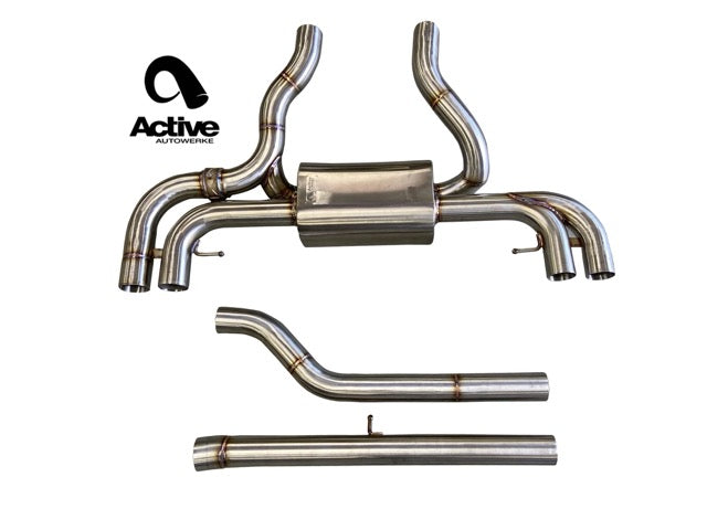 G2X M340i / M440i Valved Rear Axle-back Exhaust w carbon fiber over brushed tips