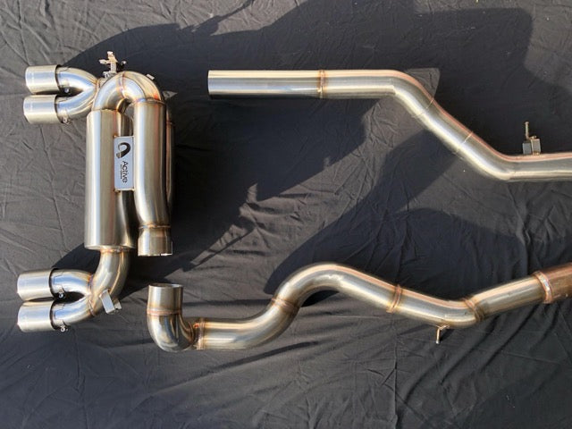 Active Autowerke F8X M3 M4 Signature Exhaust System includes Active F-brace - Brushed Silver