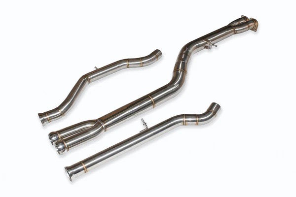 F8X BMW M3 & M4 Mid Pipe includes Active F-brace. Rear Muffler: Non-resonated