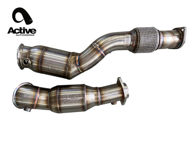 Active Autowerke BMW S58 G80 M3 G82 M4 G87 M2 Downpipes w GESI CAT - G8X S58 Catted Downpipes