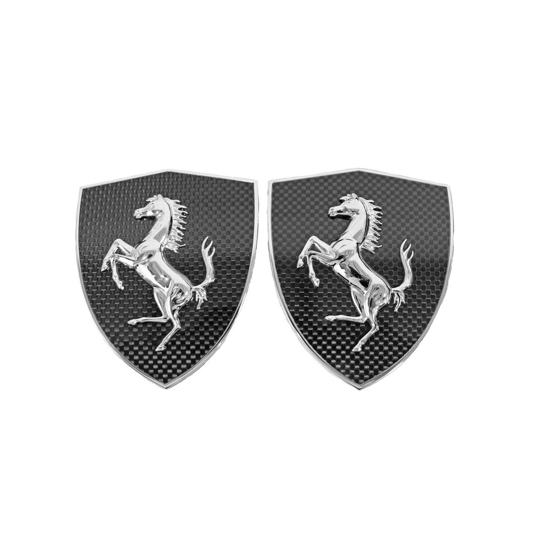 Carbon Fiber Ferrari Replica Carbon Fiber Scuderia Shields - Fender Badges F8 Tributo Spider Ferrari