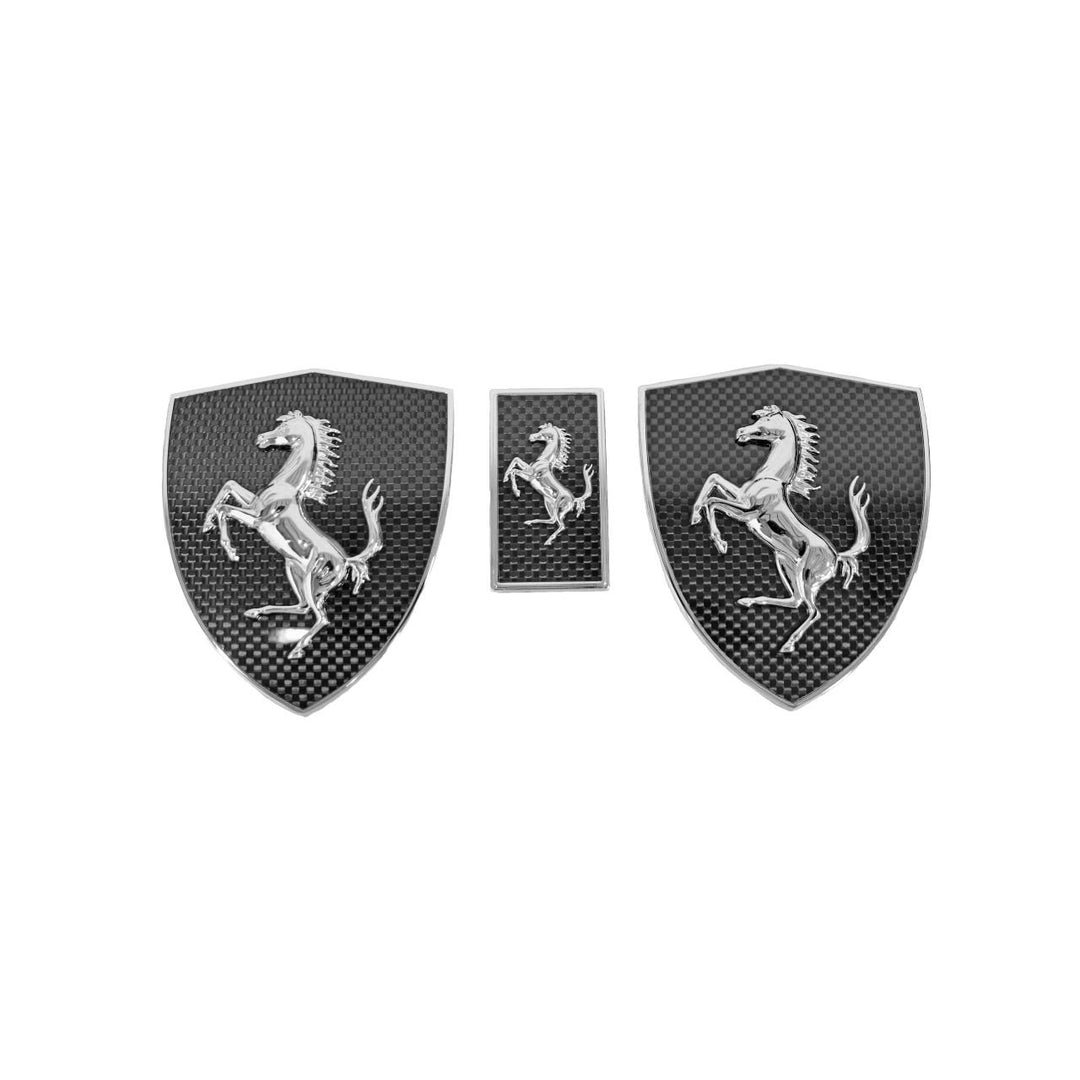 Carbon Fiber Ferrari Replica Carbon Fiber Scuderia Shields and Hood Badge - Ferrari 488 Pista