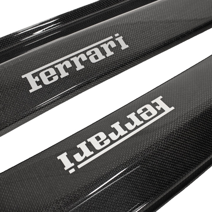 Carbon Fiber Door Sill Steps w/Embossed "Ferrari" Text 458 Speciale Aperta Ferrari