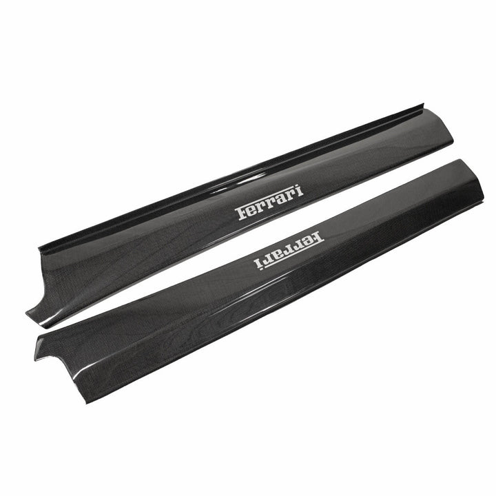 Carbon Fiber OEM Door Sills Embedded "Ferrari" Silver Script - Ferrari F430