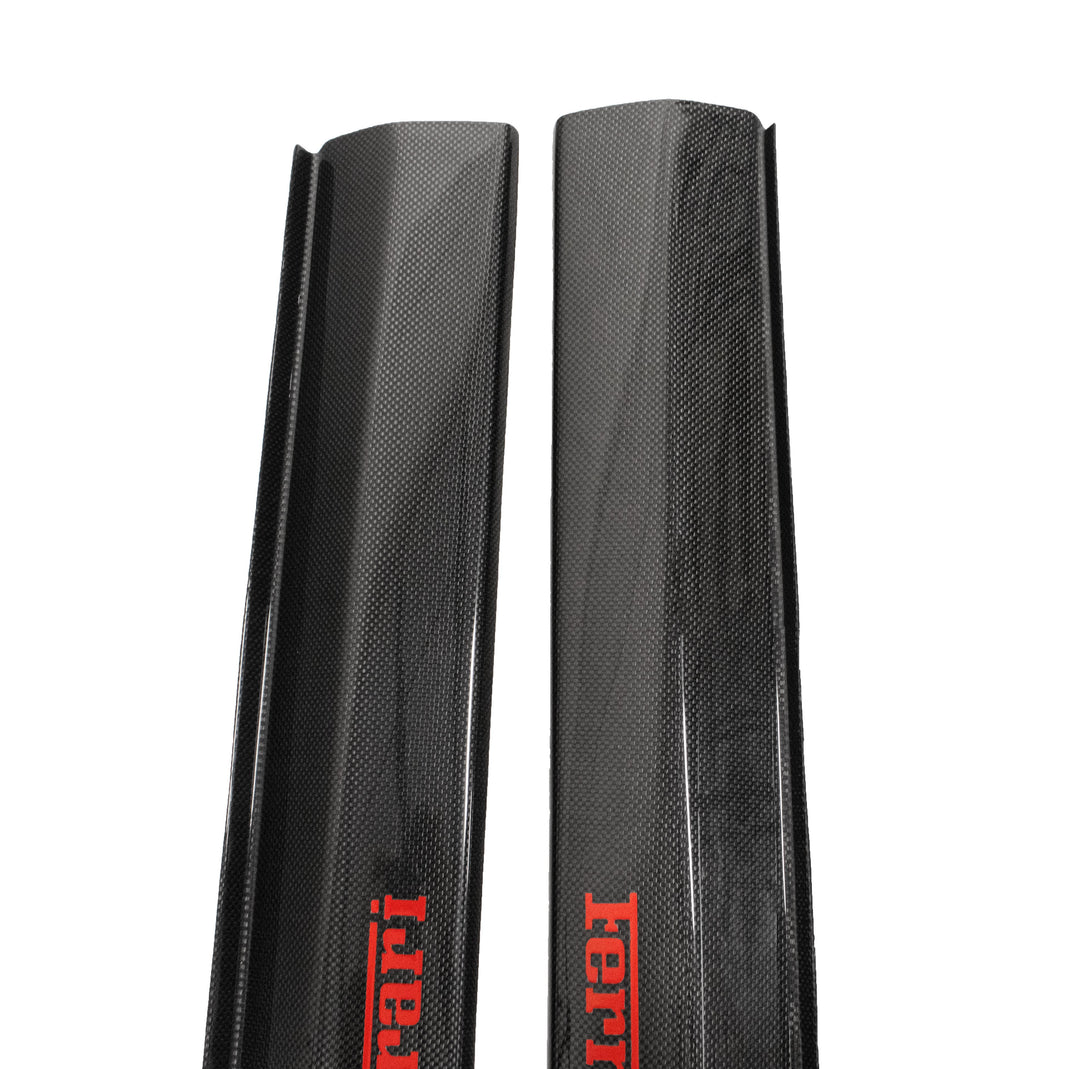 Carbon Fiber Door Sill Steps w/Embossed "Ferrari" Text 458 Speciale Aperta Ferrari