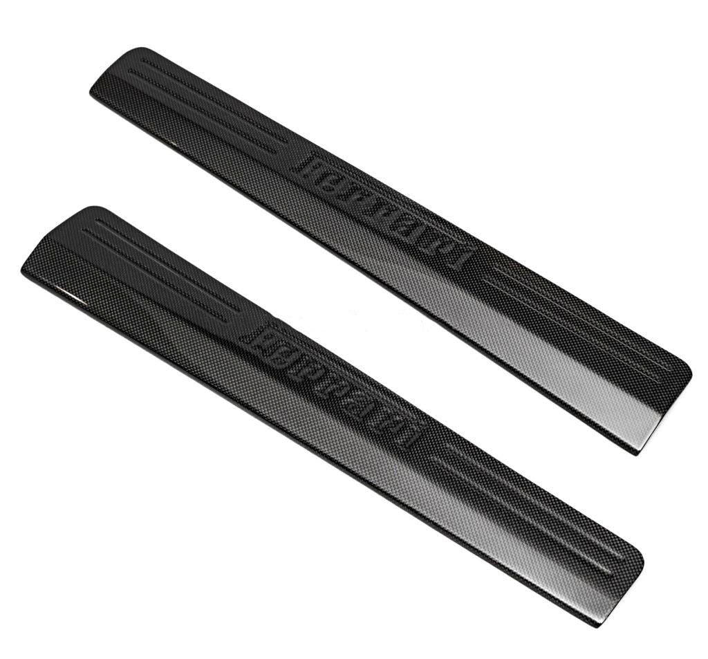Carbon Fiber Door Sill Steps w/Embossed "Ferrari" Text - Ferrari 458 Italia/Spider
