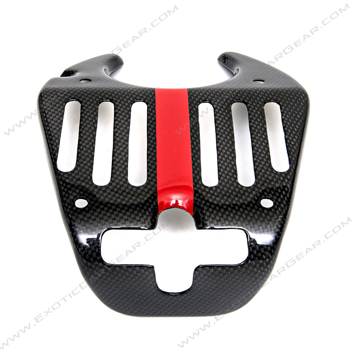 Carbon Fiber Rear Hatch Lock Cover - ECG Speciale Version w/Red Stripe 458 Speciale Aperta Ferrari