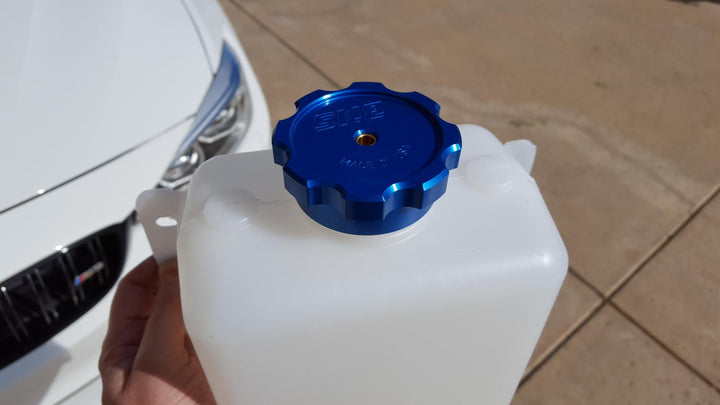 Billet water injection tank cap with safety check valve - Burger Motorsports 