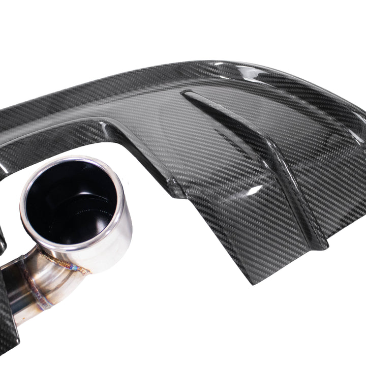 Carbon Fiber GT4 Style Rear Diffuser With Custom Rear Exhaust Pipe 718 Boxster Cayman Porsche