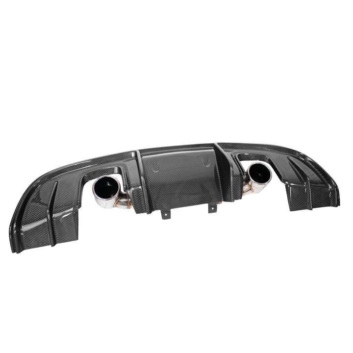 Carbon Fiber GT4 Style Rear Diffuser With Custom Rear Exhaust Pipe 718 Boxster Cayman Porsche