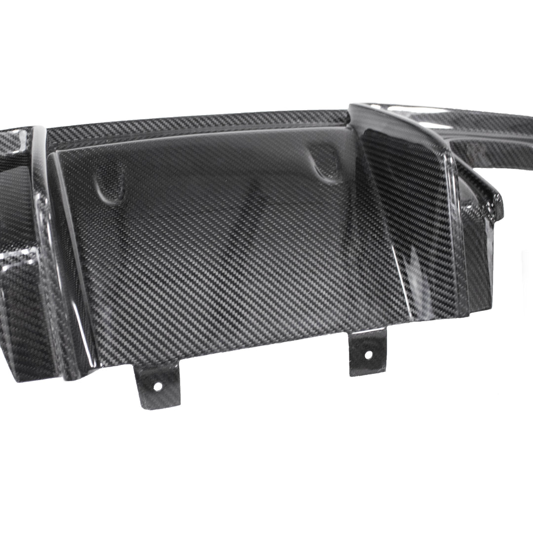 Carbon Fiber GT4 Style Rear Diffuser With Custom Rear Exhaust Pipe 718 Boxster Cayman Porsche