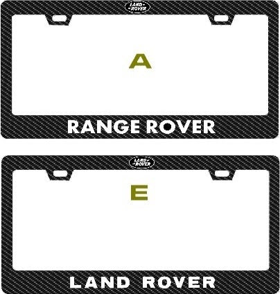 Range Rover frame, white text and black/white logo