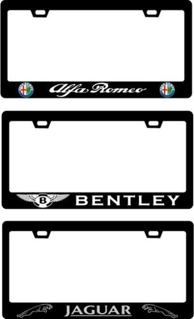 Bentley Plate Frame logo & WHITE Text 2x2