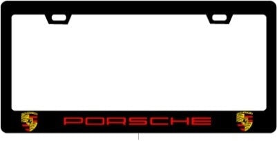 Fabspeed Porsche CF Plate Frame RED TEXT / CREST 2X2