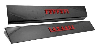 Right and Left Door Sills with FERRARI RED Raised Script.