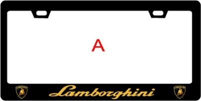 Lamborghini CF Plate Frame Gold Text and Shields 2x2