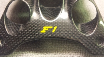 458 Console Trim, F1 Plate With custom YELLOW F1 logo in resin