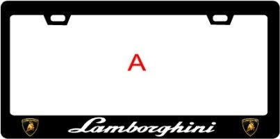 Lamborghini CF Plate Frame WHITE TEXT with Shields 2x2