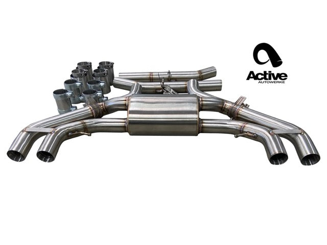 X3M and X4M Valved Rear Axle-back Exhaust - Exhaust w Tips - w carbon fiber tips