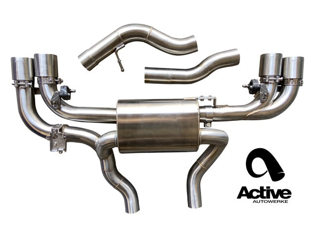G4X BMW M240i Valved Rear Axle-back Exhaust w Tips w Carbon Over Black Chrome Tips
