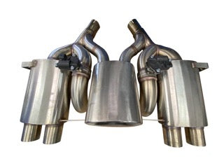 Maad Maxx - F8X BMW M3 & M4 Rear Exhaust Section - 3 Can Valved -  Exhaust w Tips w matte black tips