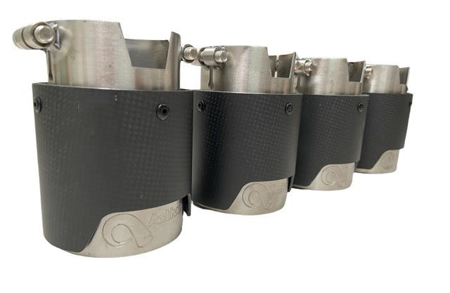 F8X BMW M2C M3 & M4 Rear Exhaust Tips - for Active exhausts - Carbon fiber over black chrome