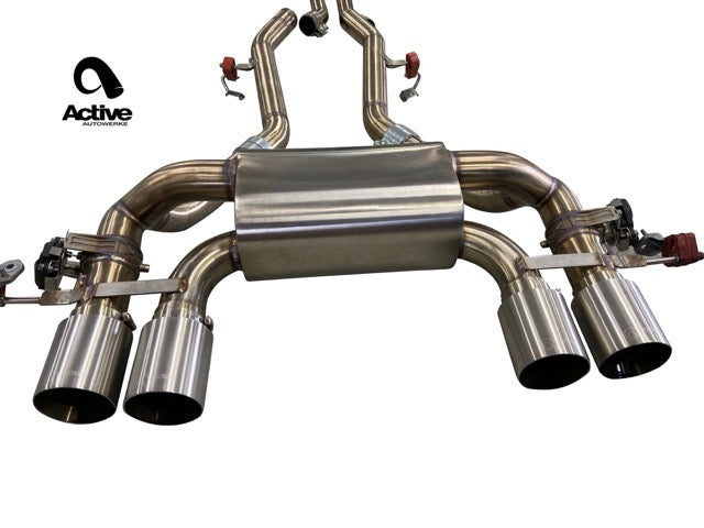 G80 M3 and G82 M4 Valved Rear Axle-back Exhaust w Tips w stainless brushed tips