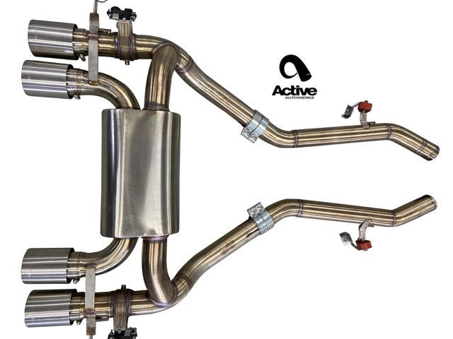 G80 M3 and G82 M4 Valved Rear Axle-back Exhaust w Tips w matte black tips