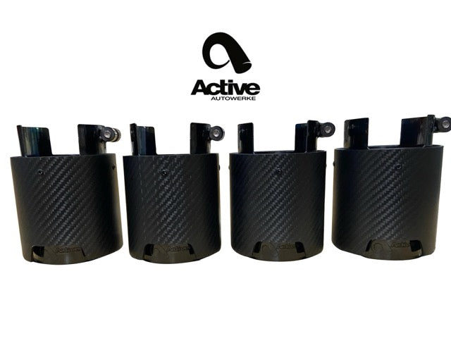G8X BMW M2, M3 & M4 OEM Rear Exhaust Tips - Carbon Fiber over black chrome