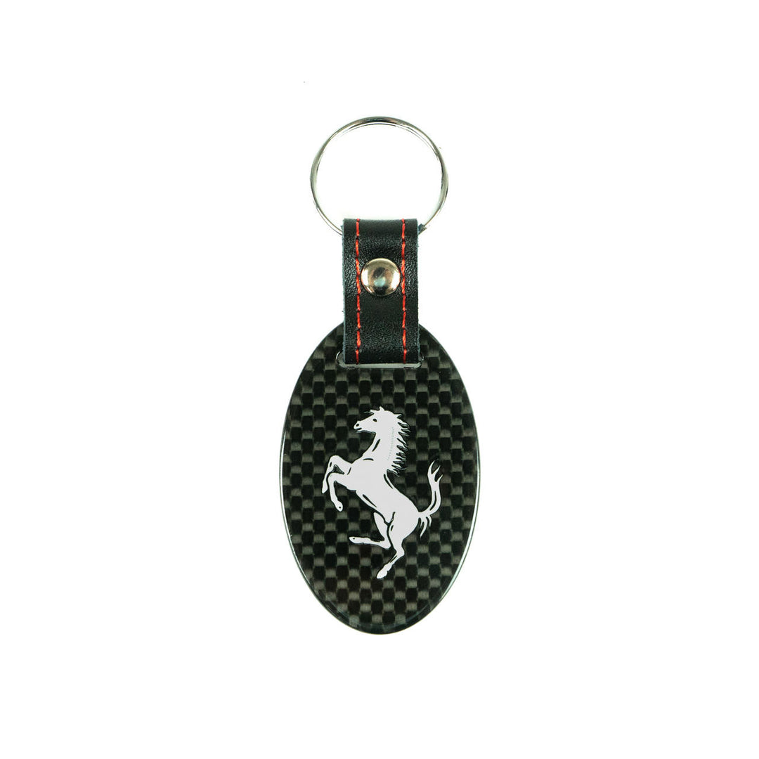 Fabspeed Ferrari Cavallino Silver Carbon Fiber Keyring