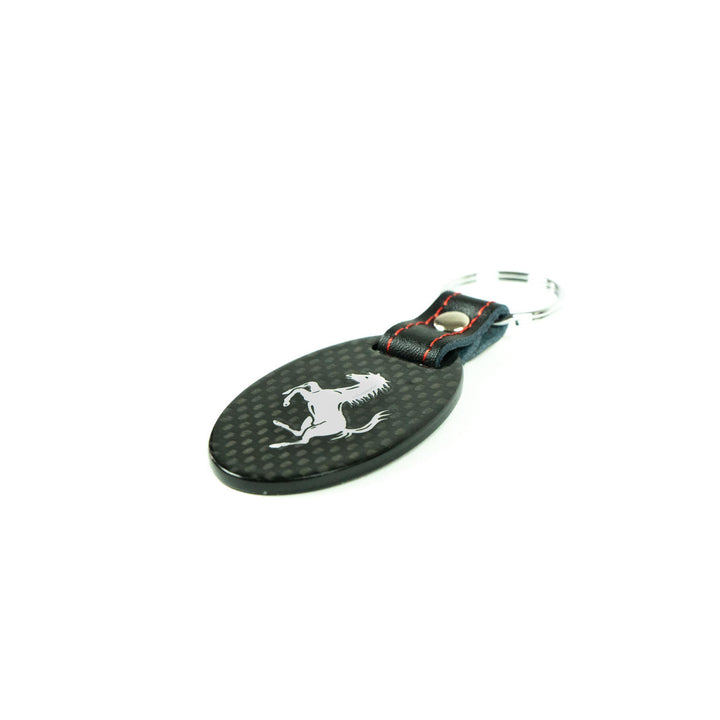 Fabspeed Ferrari Cavallino Silver Carbon Fiber Keyring