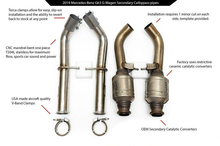 Fabspeed Mercedes-Benz G63 AMG 2nd link comp. Pipes with XperTune Performance Software (2019-2024)