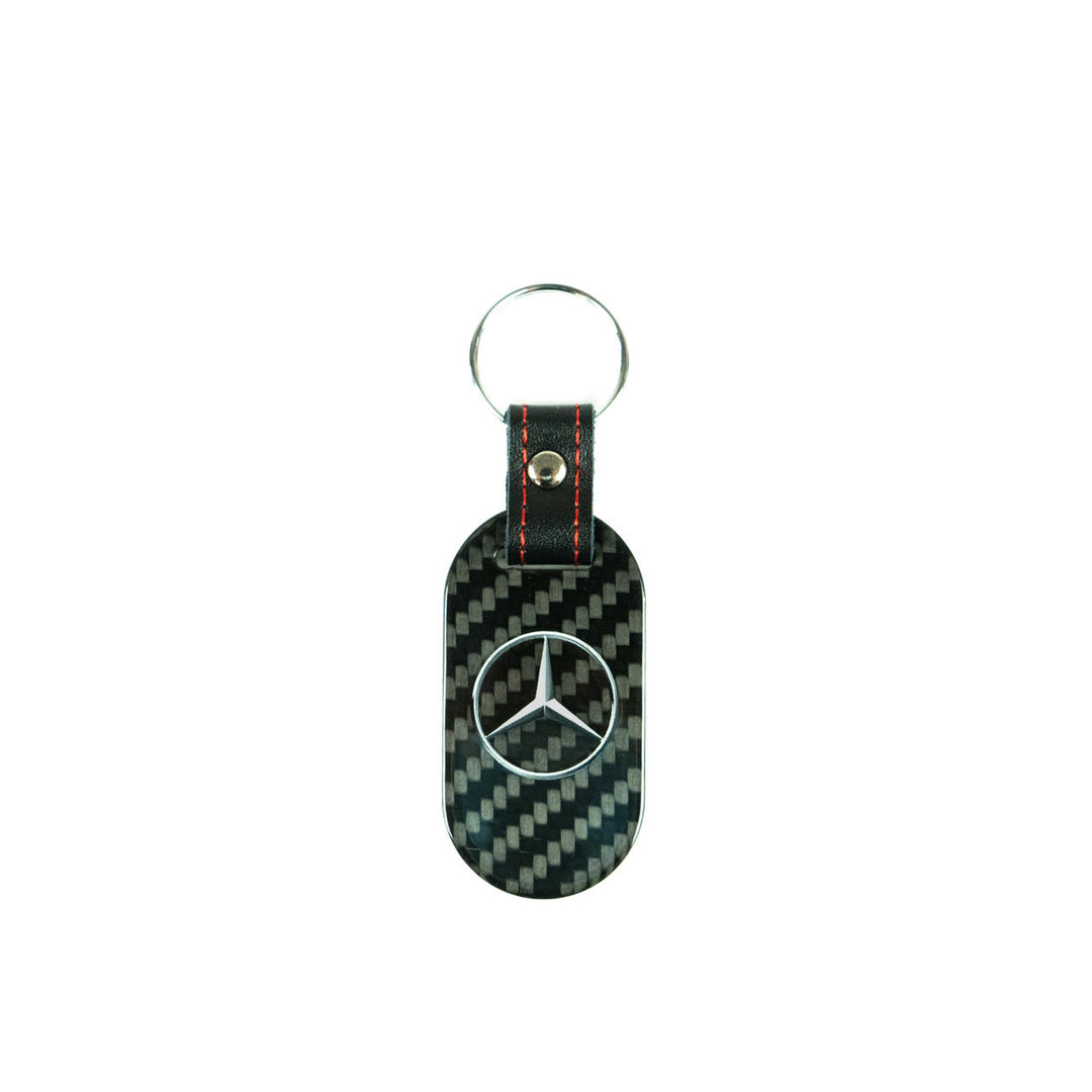 Fabspeed Mercedes Silver Star & Script Carbon Fiber Keyring