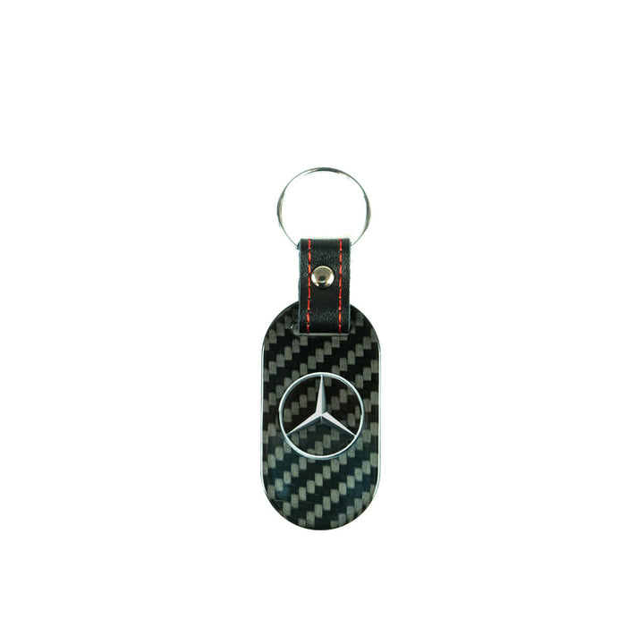 Fabspeed Mercedes Silver Star & Script Carbon Fiber Keyring