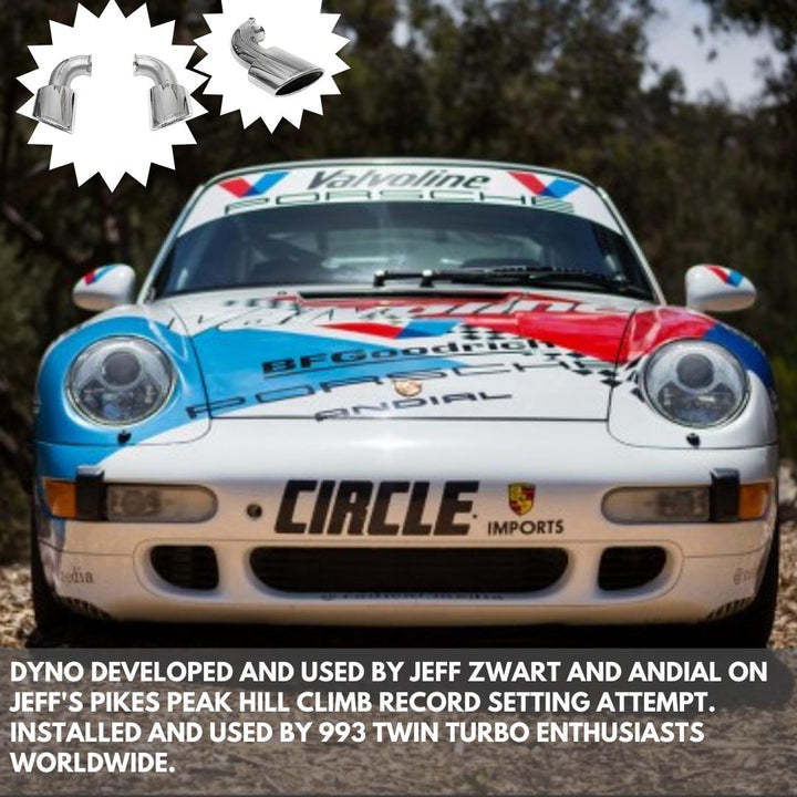 Fabspeed Porsche 993 Twin Turbo Muffler Bypass Pipes with tips (1995-1998)