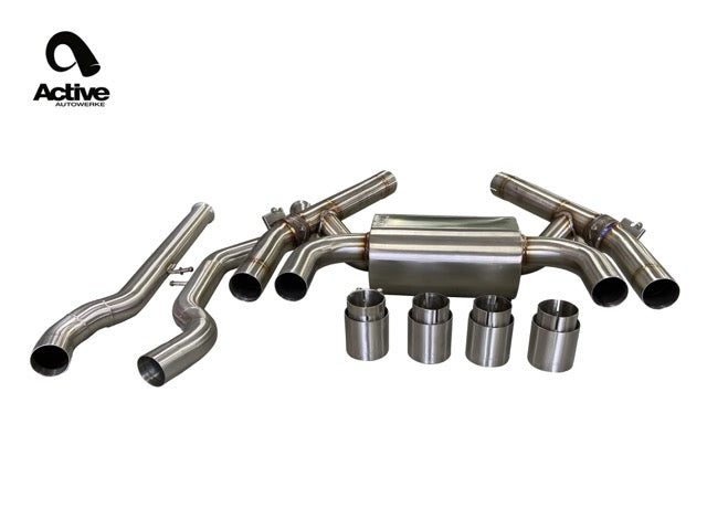 F87 M2C Valved Rear Axle-back Exhaust w carbon fiber over black tips