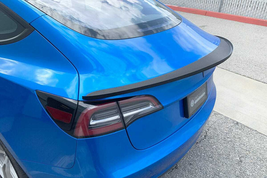 Unplugged Performance Tesla Model 3 High Downforce Carbon Fiber Trunk Spoiler