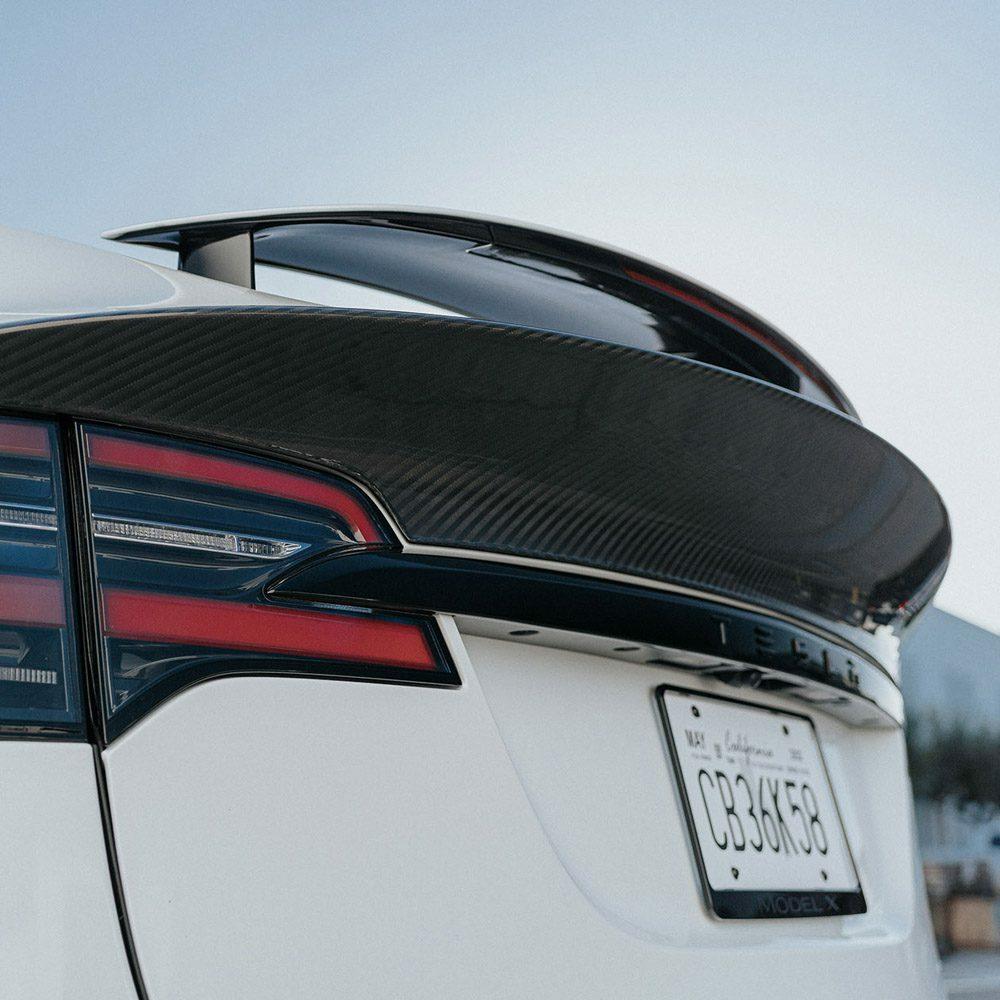 Unplugged Performance Tesla Model X Trunk Spoiler, Dry Carbon Gloss Clearcoat